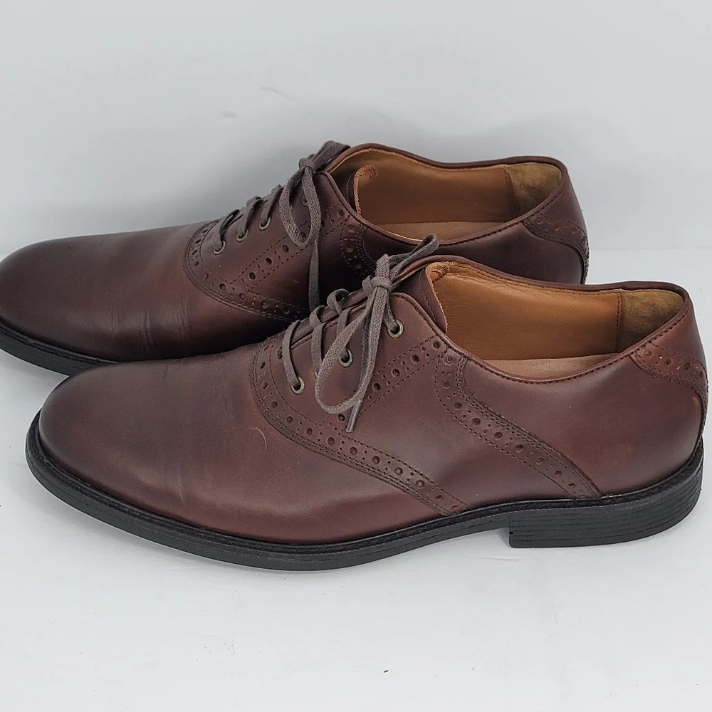 EUC Johnston & Murphy Dark Brown Leather Oxfords w/ XC4. SIZE 9.5 #1632‎